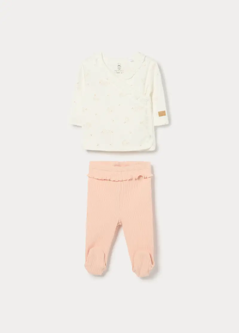 Tutina In Interlock Di Cotone Misto Viscosa Neonata, Rosa chiaro