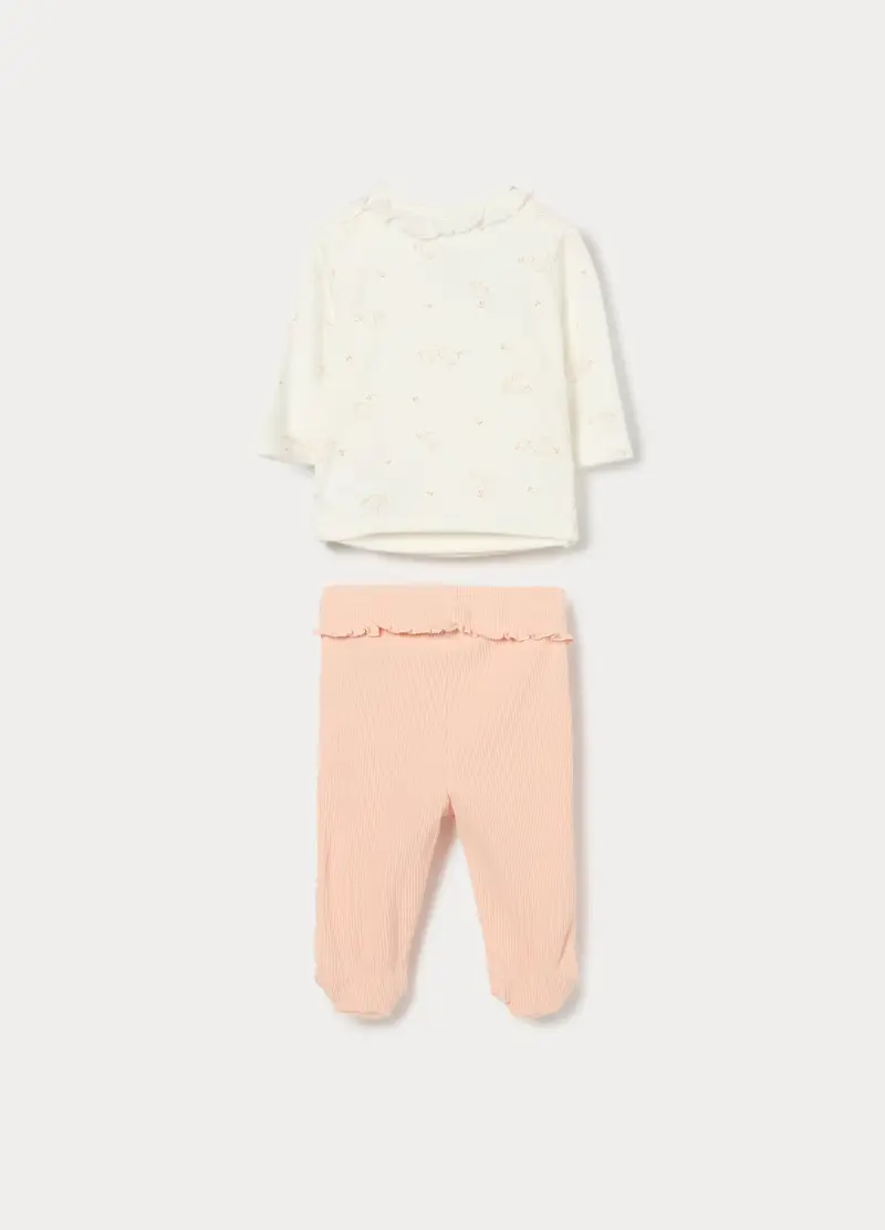 Tutina In Interlock Di Cotone Misto Viscosa Neonata, Rosa chiaro miniatura 2