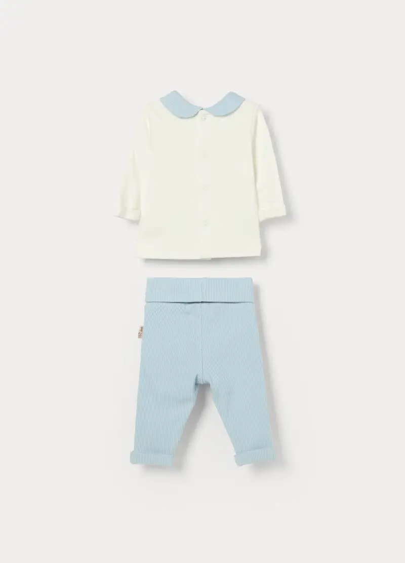 Tutina In Interlock Di Cotone Misto Viscosa Neonato, Azzurro chiaro miniatura 2