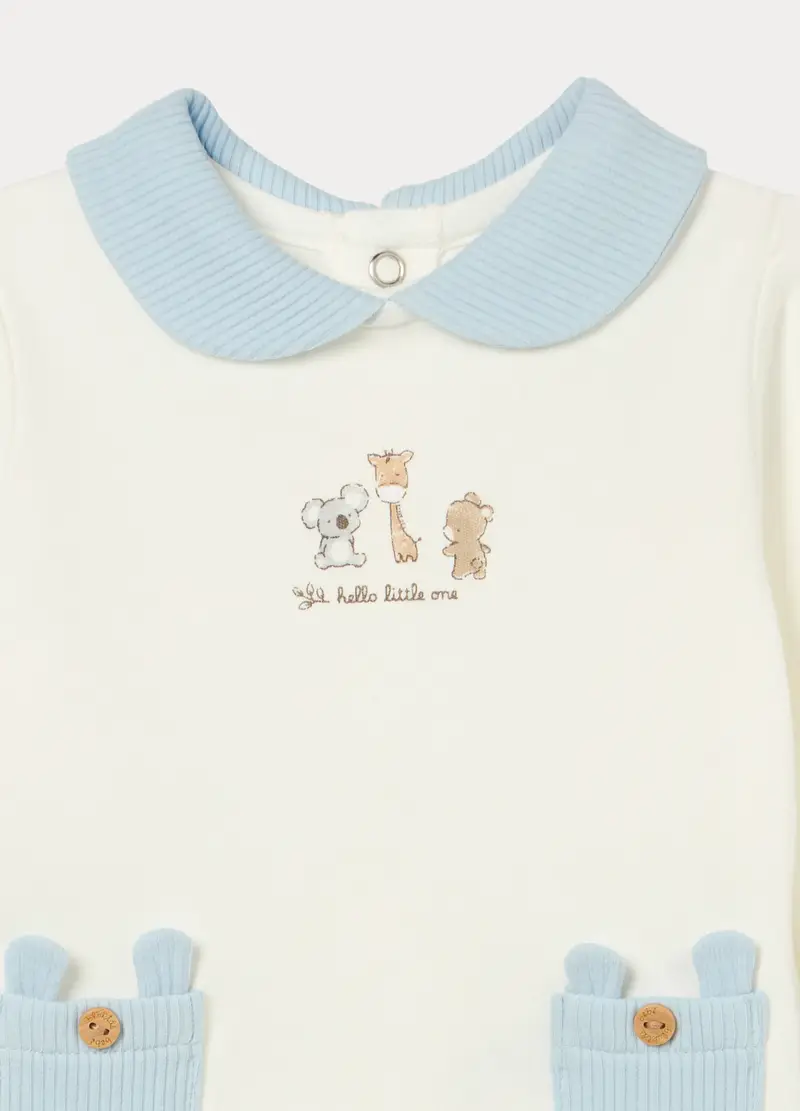 Tutina In Interlock Di Cotone Misto Viscosa Neonato, Azzurro chiaro miniatura 3