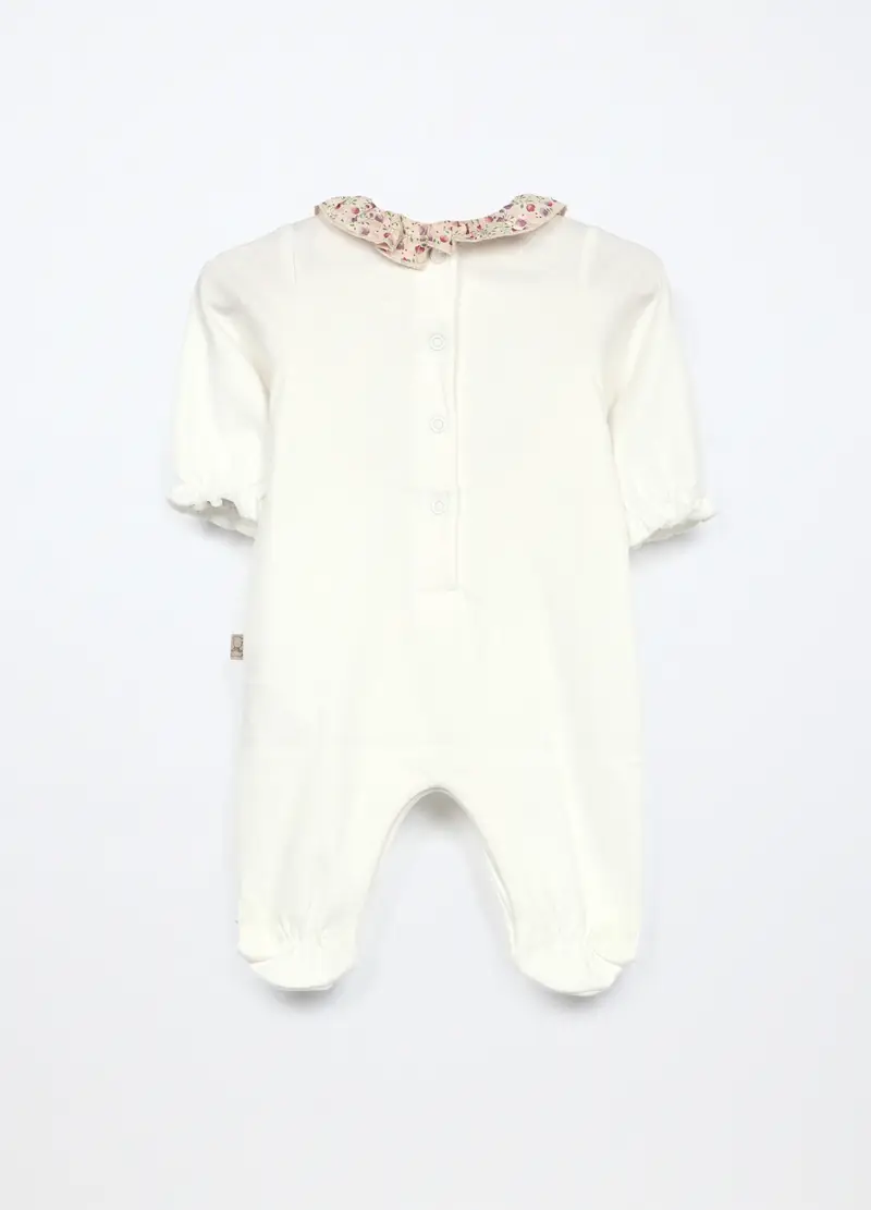 Tutina In Interlock Di Puro Cotone Neonata, Bianco miniatura 2