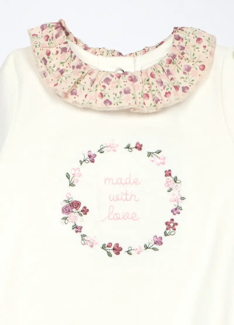 Tutina In Interlock Di Puro Cotone Neonata, Bianco miniatura 3