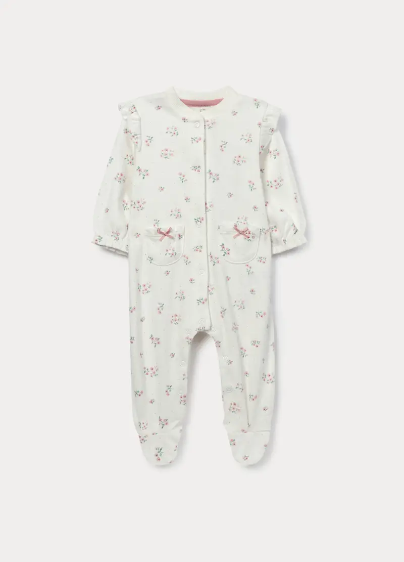 Tutina In Interlock Di Puro Cotone Neonata, Bianco