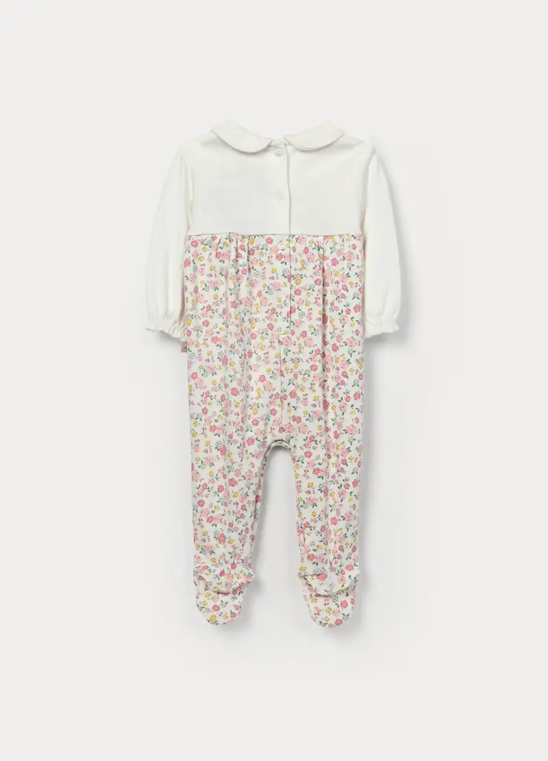 Tutina In Interlock Di Puro Cotone Neonata, Bianco miniatura 2