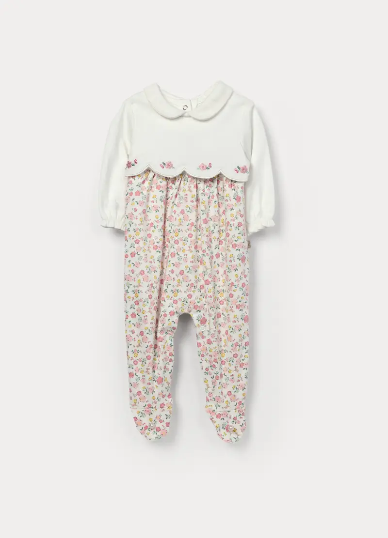 Tutina In Interlock Di Puro Cotone Neonata, Bianco