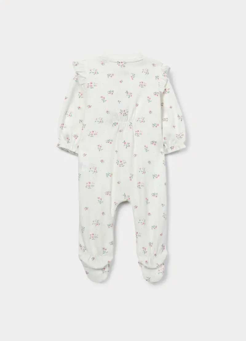 Tutina In Interlock Di Puro Cotone Neonata, Bianco miniatura 2