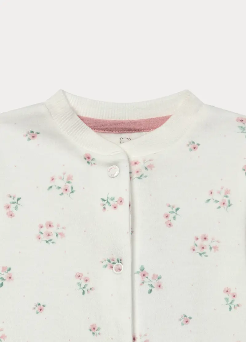 Tutina In Interlock Di Puro Cotone Neonata, Bianco miniatura 3