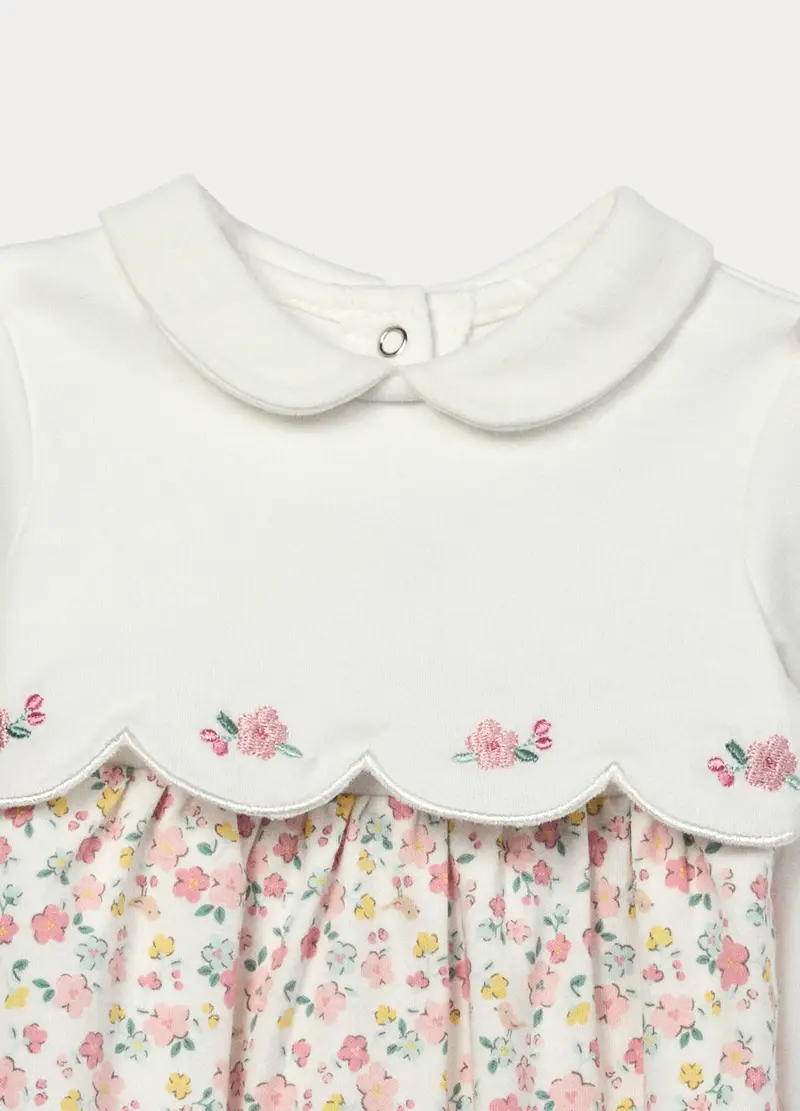 Tutina In Interlock Di Puro Cotone Neonata, Bianco miniatura 3