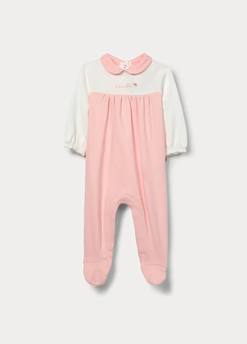 Tutina In Interlock Di Puro Cotone Neonata, Rosa pastello