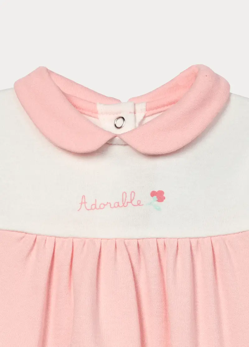 Tutina In Interlock Di Puro Cotone Neonata, Rosa pastello miniatura 3