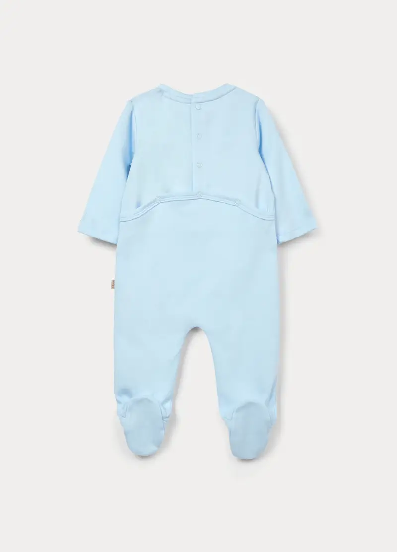 Tutina In Interlock Di Puro Cotone Neonato, Azzurro chiaro miniatura 2