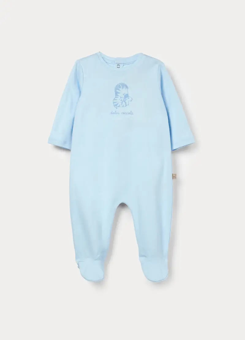 Tutina In Interlock Di Puro Cotone Neonato, Azzurro chiaro