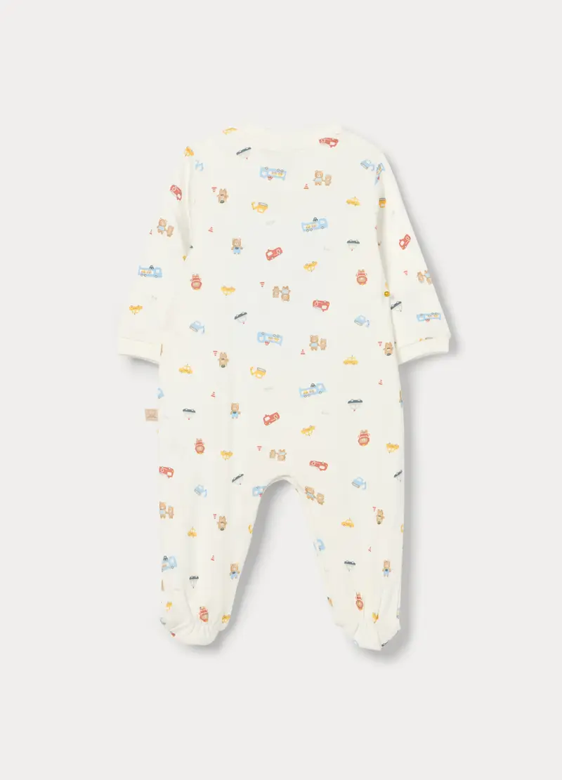 Tutina In Interlock Di Puro Cotone Neonato, Bianco miniatura 2