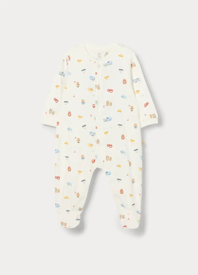 Tutina In Interlock Di Puro Cotone Neonato, Bianco