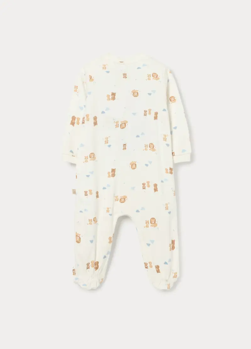 Tutina In Interlock Di Puro Cotone Neonato, Bianco miniatura 2