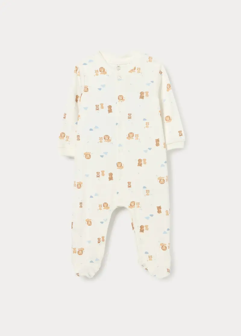 Tutina In Interlock Di Puro Cotone Neonato, Bianco