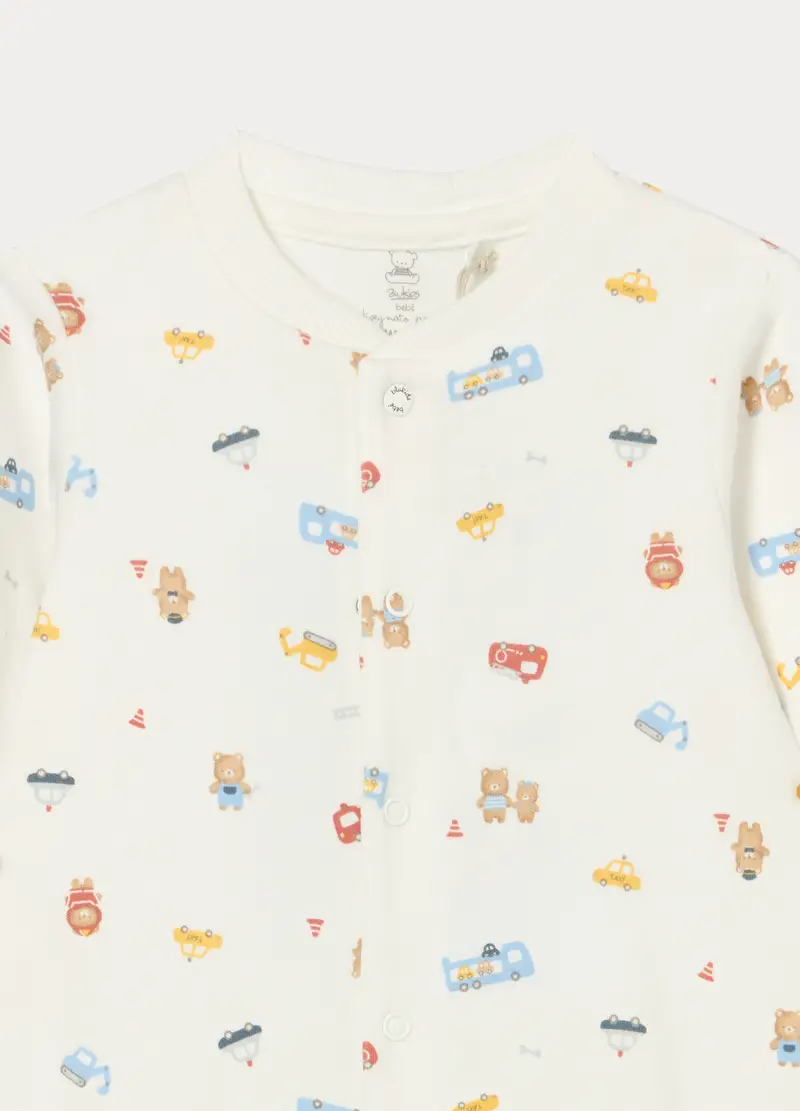 Tutina In Interlock Di Puro Cotone Neonato, Bianco miniatura 3