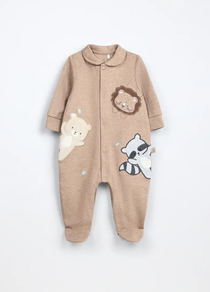 Blukids, Tutina In Interlock Di Puro Cotone Neonato, Unisex, Beige chiaro, Taglia: 0-1