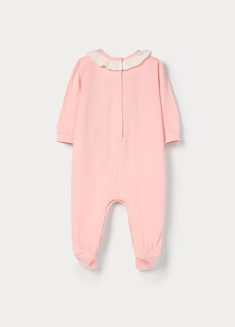 Tutina In Jersey Di Cotone Stretch Neonata, Rosa pastello miniatura 2