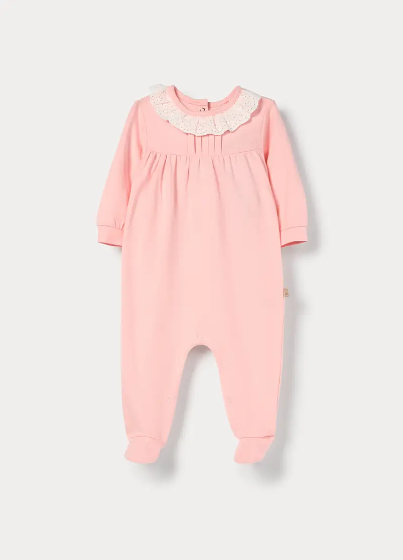 Tutina In Jersey Di Cotone Stretch Neonata, Rosa pastello