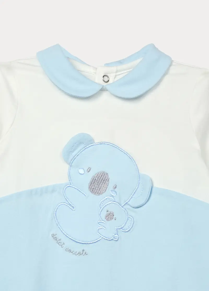 Tutina In Jersey Di Cotone Stretch Neonato, Bianco/Azzurro miniatura 2