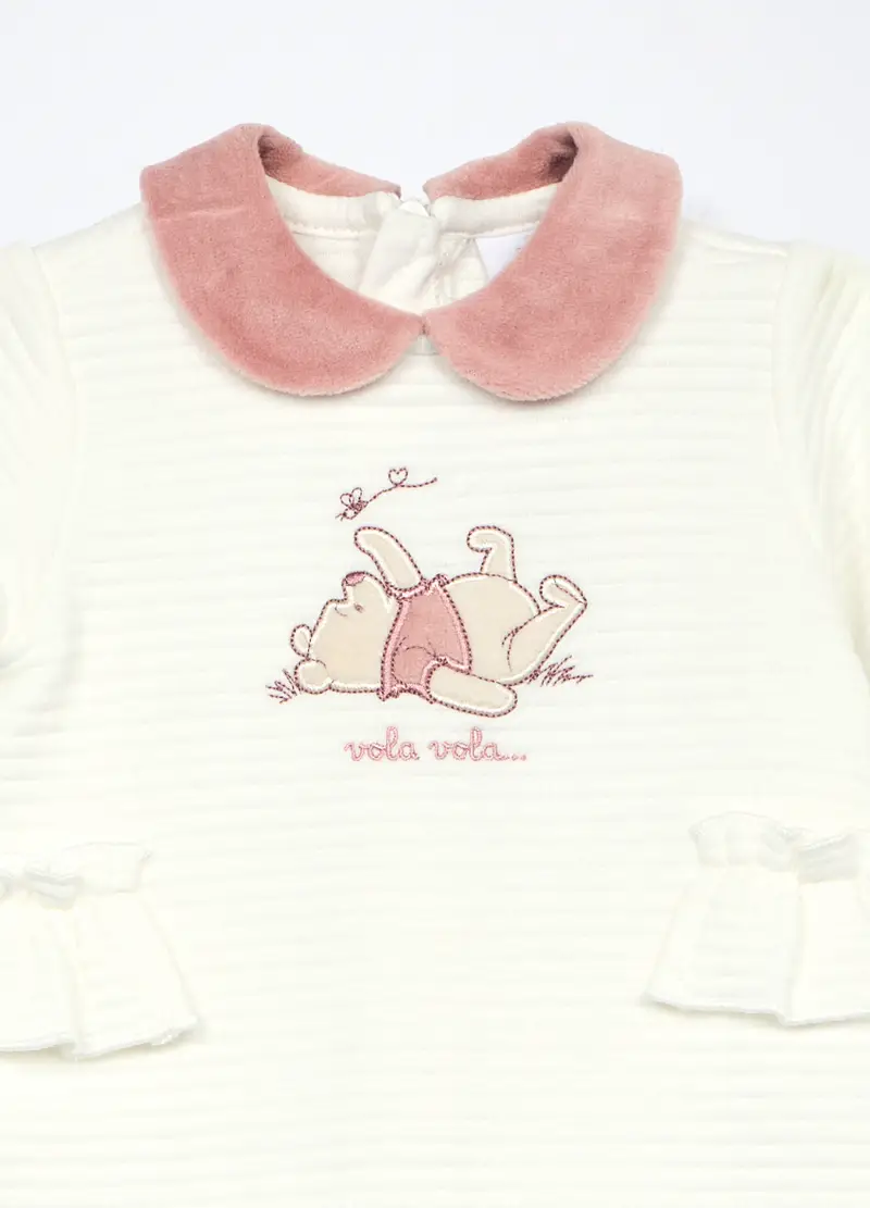 Tutina In Misto Cotone Matelassé Neonata, Bianco gesso miniatura 3