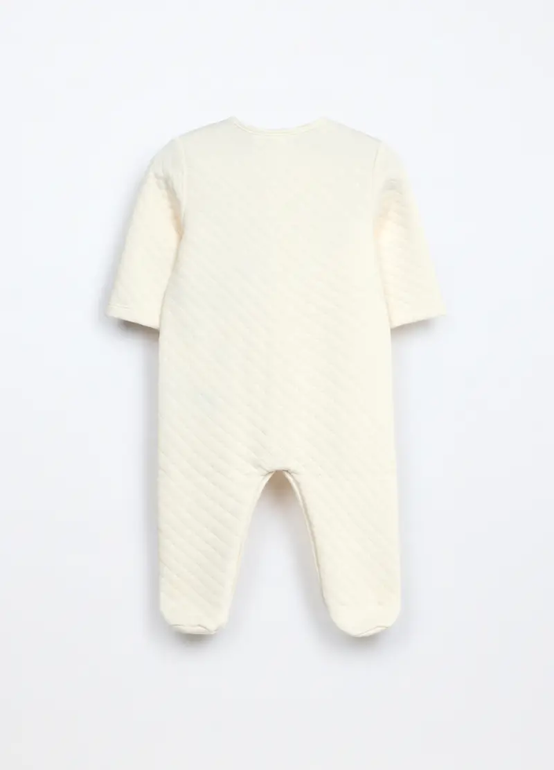 Tutina In Misto Cotone Matelassé Neonato, Bianco panna miniatura 2