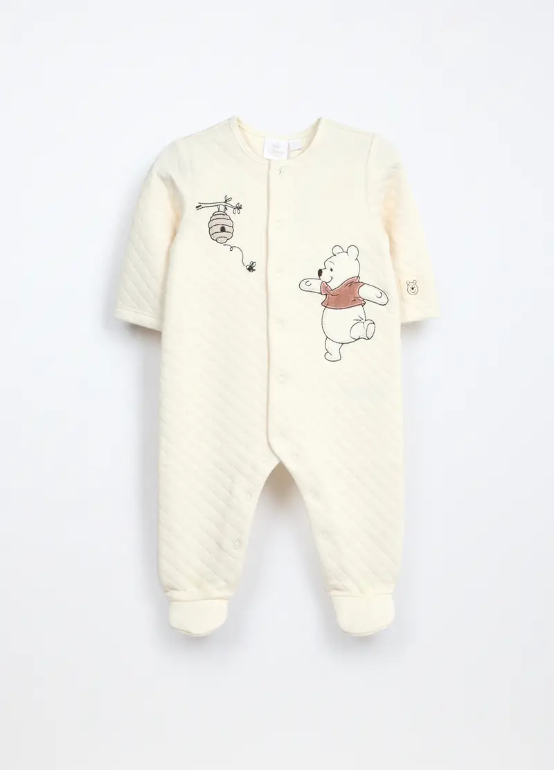 Tutina In Misto Cotone Matelassé Neonato, Bianco panna