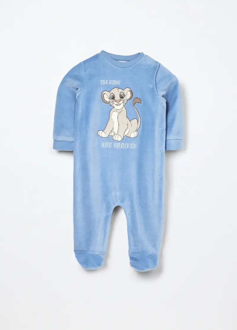 Tutina In Misto Cotone Velours Neonato, Azzurro chiaro