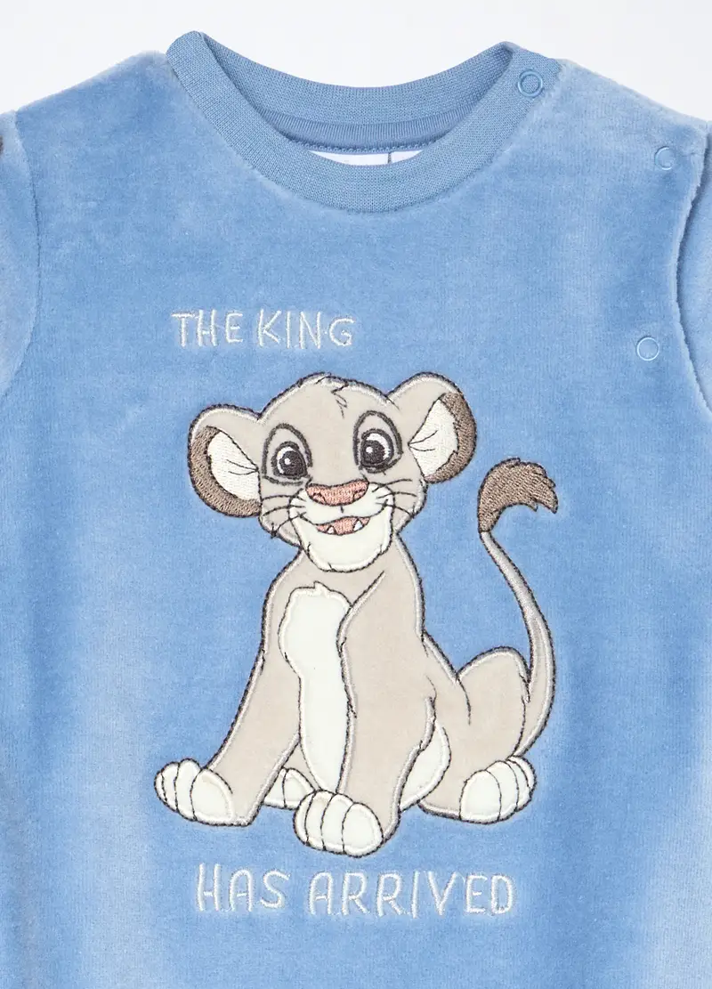 Tutina In Misto Cotone Velours Neonato, Azzurro chiaro miniatura 3