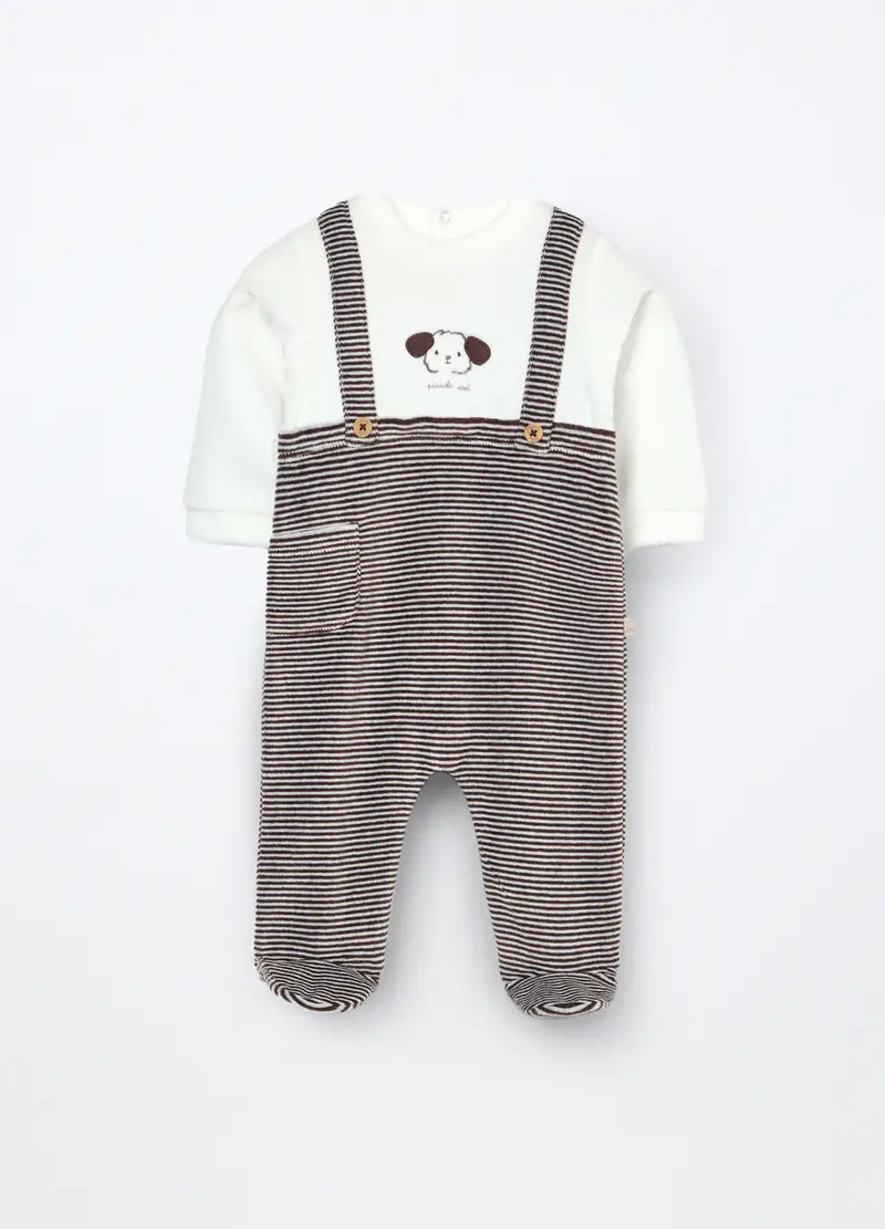 Blukids, Tutina In Misto Cotone Velours Neonato, Marrone cioccolato, Taglia: 0-1