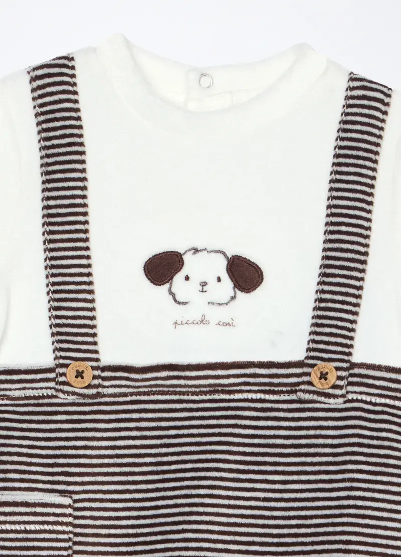 Blukids, Tutina In Misto Cotone Velours Neonato, Marrone cioccolato, Taglia: 0-1 miniatura 2