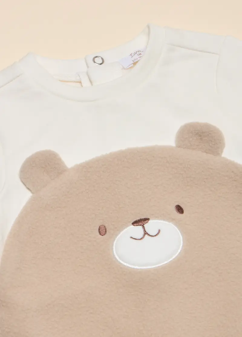 Tutina In Pile, Neonato, Bianco/Marrone miniatura 2