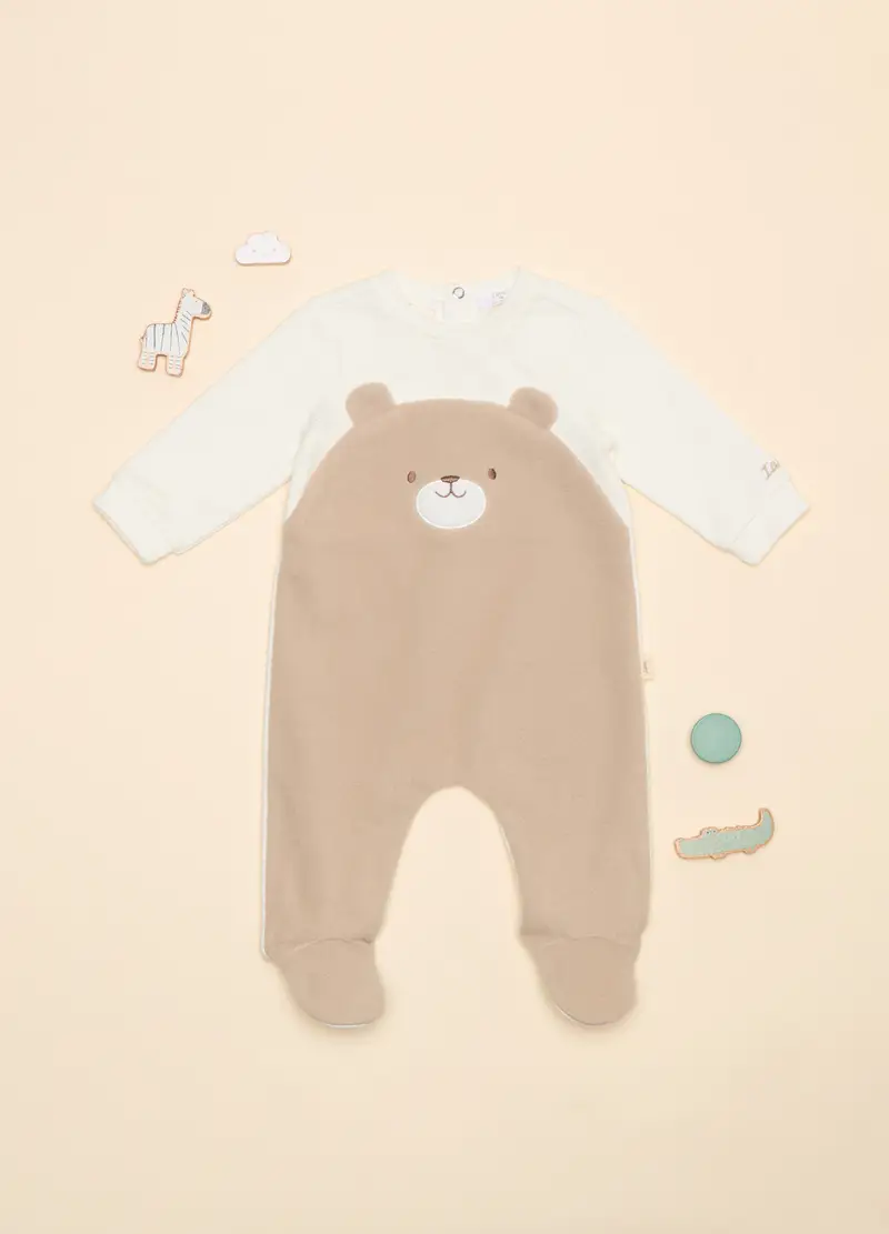 Tutina In Pile, Neonato, Bianco/Marrone