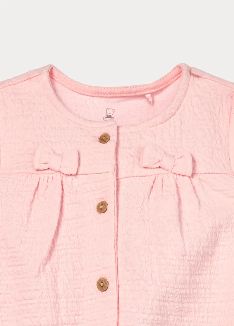 Tutina In Punto Milano Misto Cotone Neonata, Rosa pastello miniatura 3