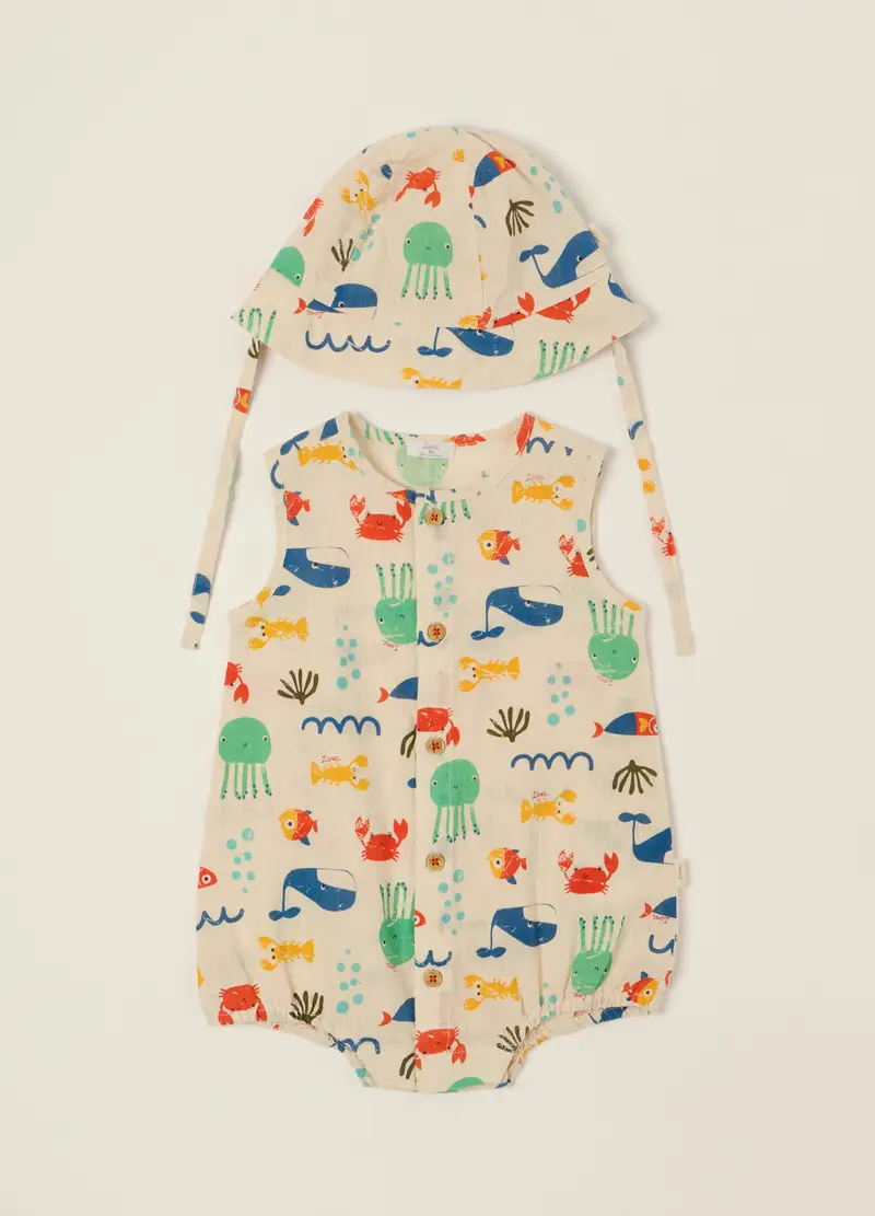 Tutina In Puro Cotone Iana Neonato, Bianco avorio