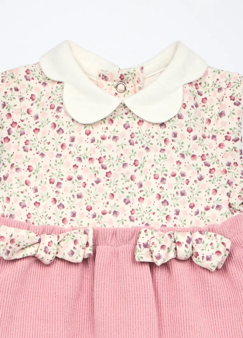 Tutina In Puro Cotone Neonata, Rosa chiaro miniatura 3