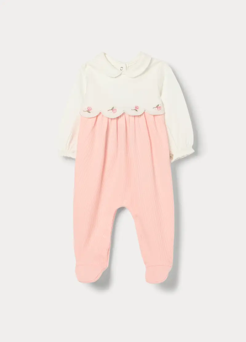 Tutina Misto Cotone Neonata, Bianco/Rosa