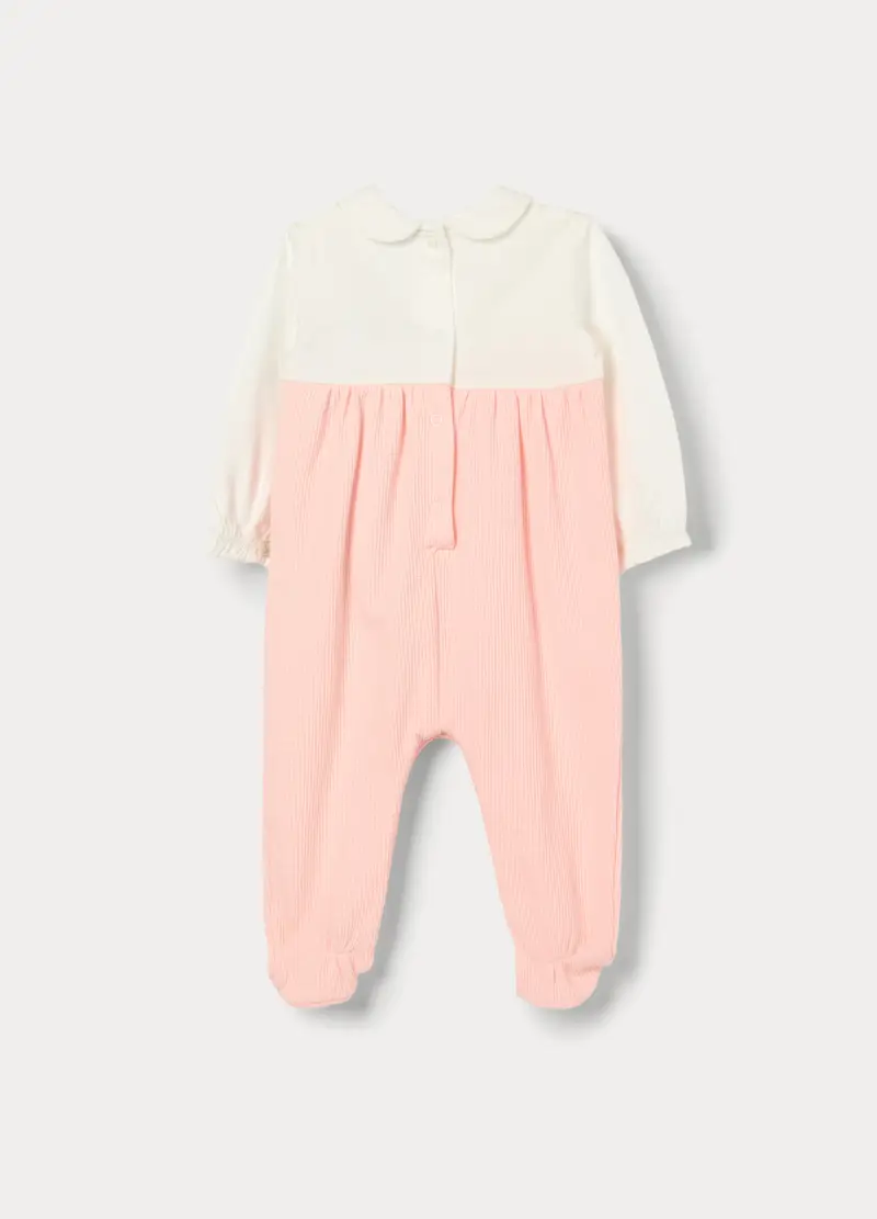 Tutina Misto Cotone Neonata, Bianco/Rosa miniatura 3