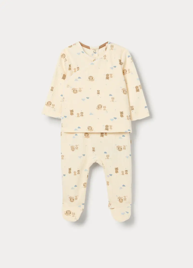Tutina Misto Cotone Stretch Neonato, Beige chiaro