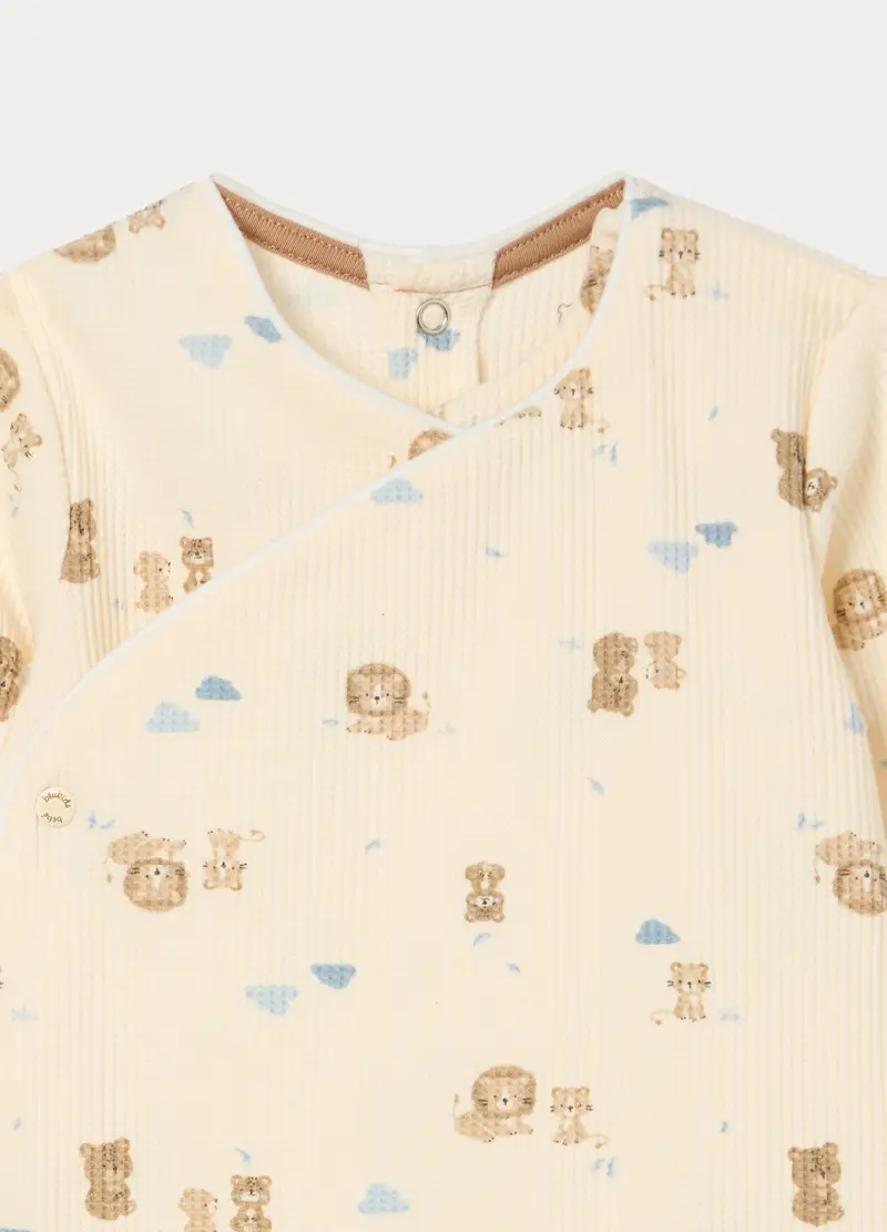 Tutina Misto Cotone Stretch Neonato, Beige chiaro miniatura 3