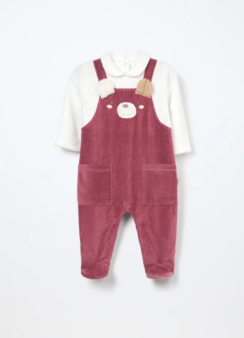 Tutina Misto Cotone Velour Neonata, Rosa scuro