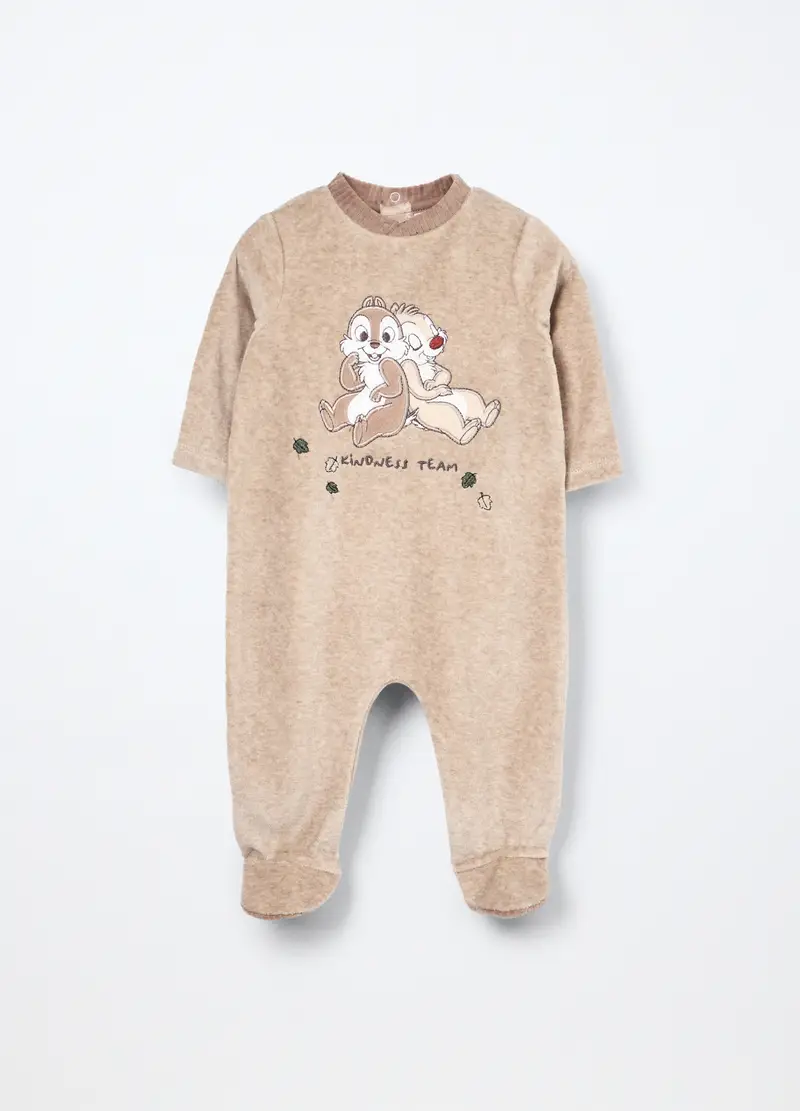 Tutina Misto Cotone Velour Neonato, Beige melange