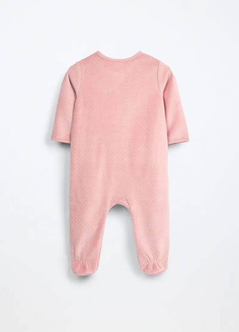 Tutina Misto Cotone Velours Neonata, Rosa scuro miniatura 2
