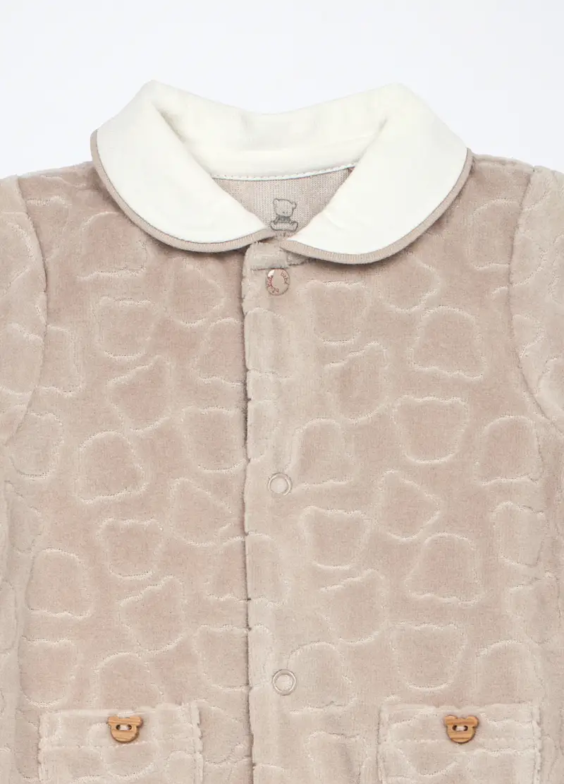 Blukids, Tutina Misto Cotone Velours Neonata, Unisex, Beige chiaro, Taglia: 0-1 miniatura 2