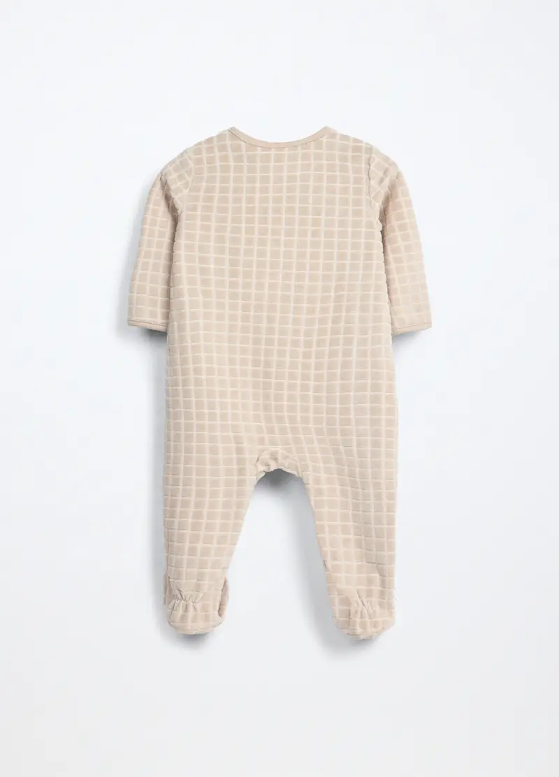 Tutina Misto Cotone Velours Neonato, Beige chiaro miniatura 2