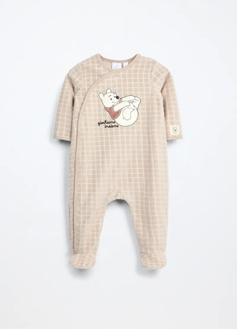 Tutina Misto Cotone Velours Neonato, Beige chiaro