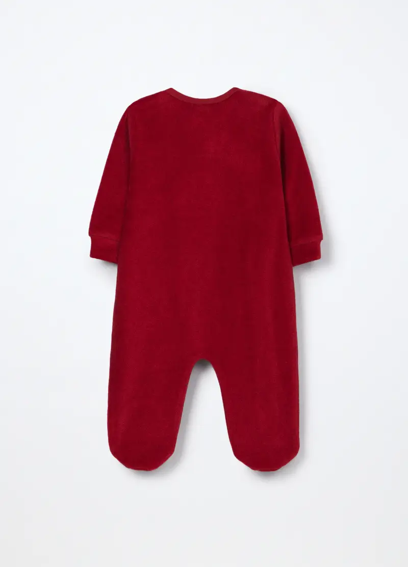 Tutina Pigiama Misto Cotone Velour Neonato, Rosso aragosta miniatura 2
