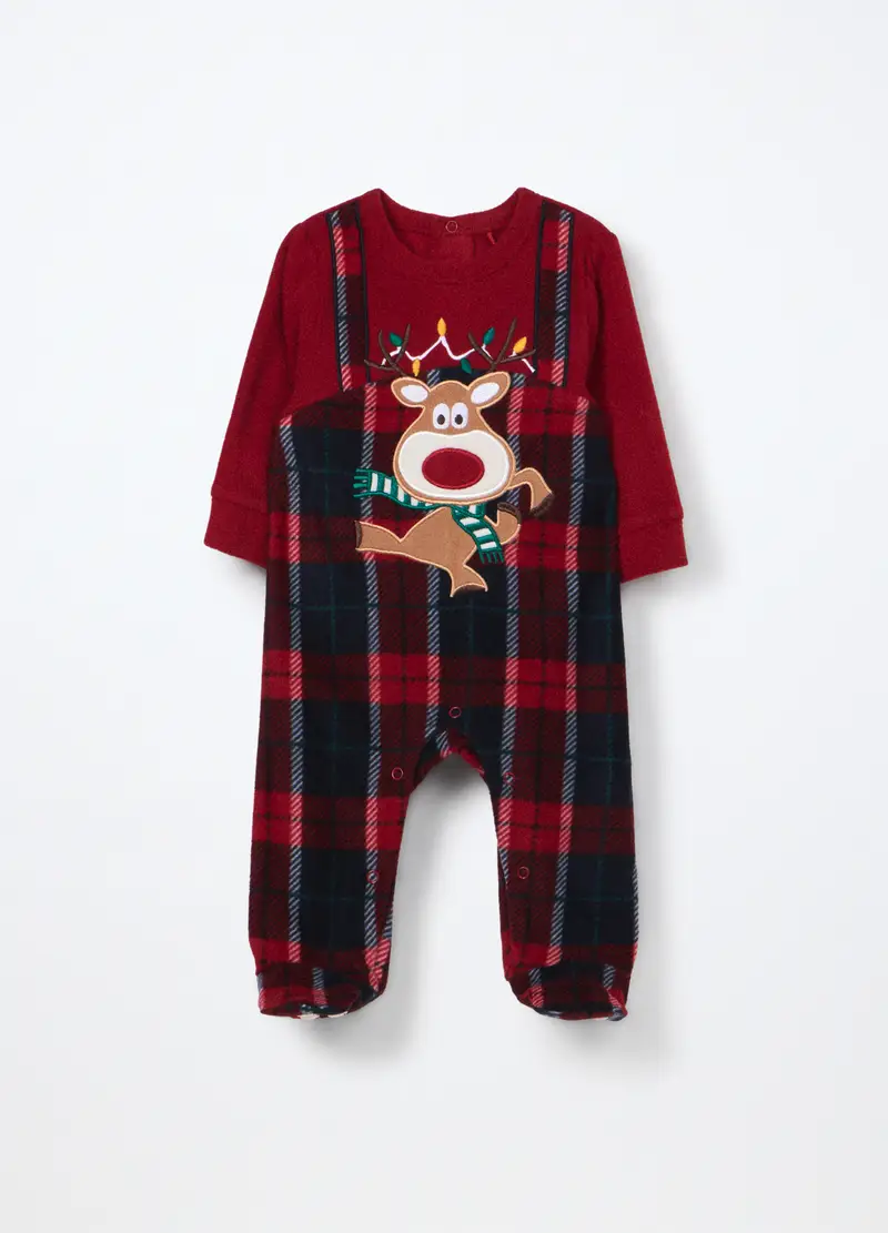 Tutina Pigiama Velour Misto Cotone Neonato, Unisex, Blu navy