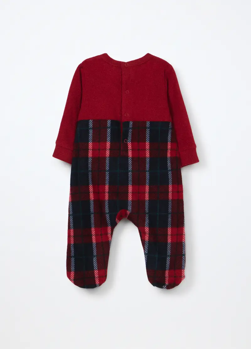 Tutina Pigiama Velour Misto Cotone Neonato, Unisex, Blu navy miniatura 2